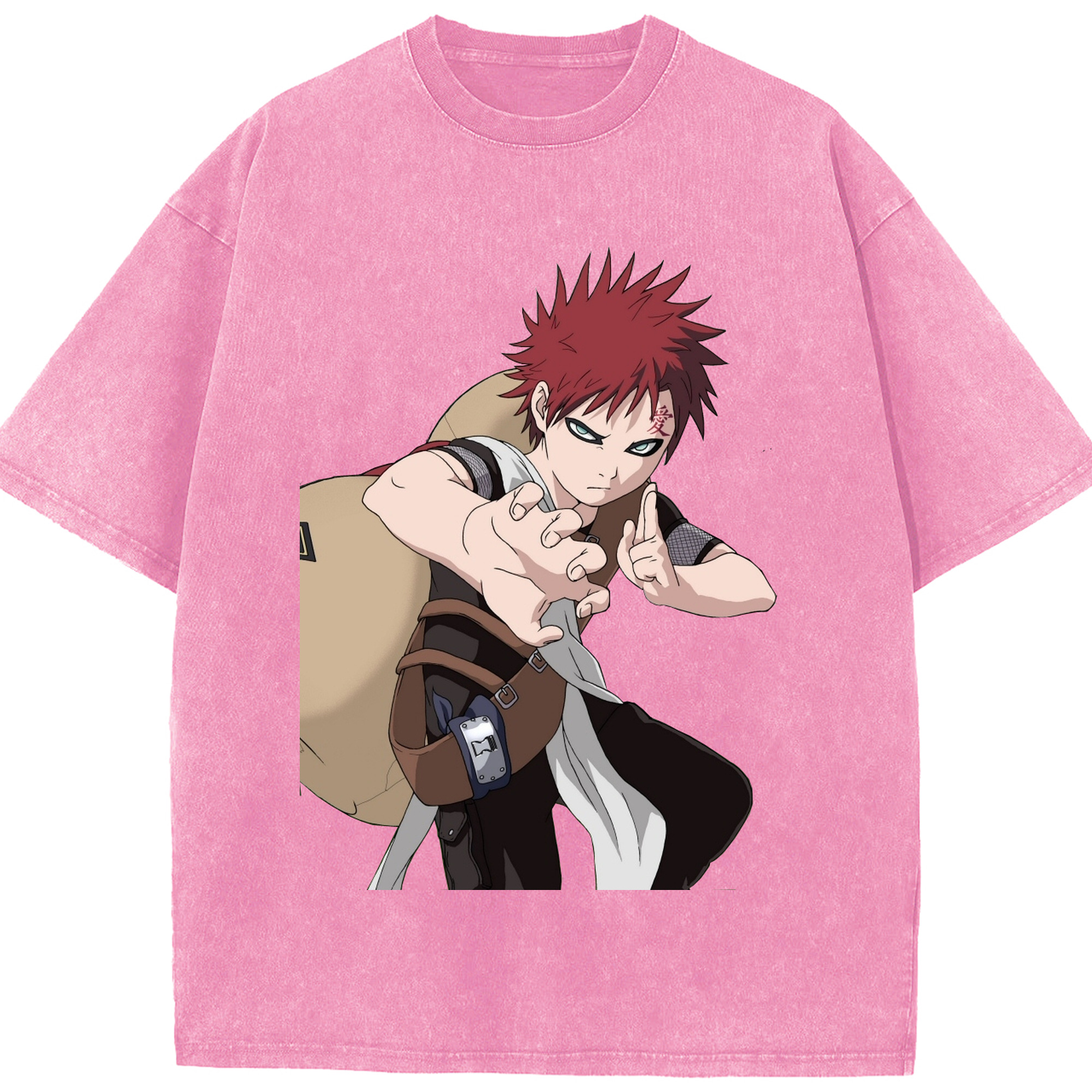 （画像用） NARUTO -ナルト- ガアラ Gaara 綿100% ヴィンテージ風 半袖Tシャツ（フロントプリント）